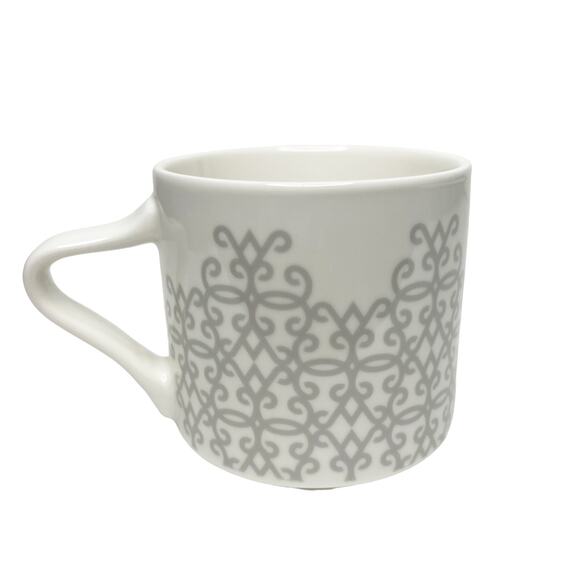 STARBUCKS Coffee 2017 Porcelain Gray Lattice White Gray Mug 12 oz - Picture 1 of 6